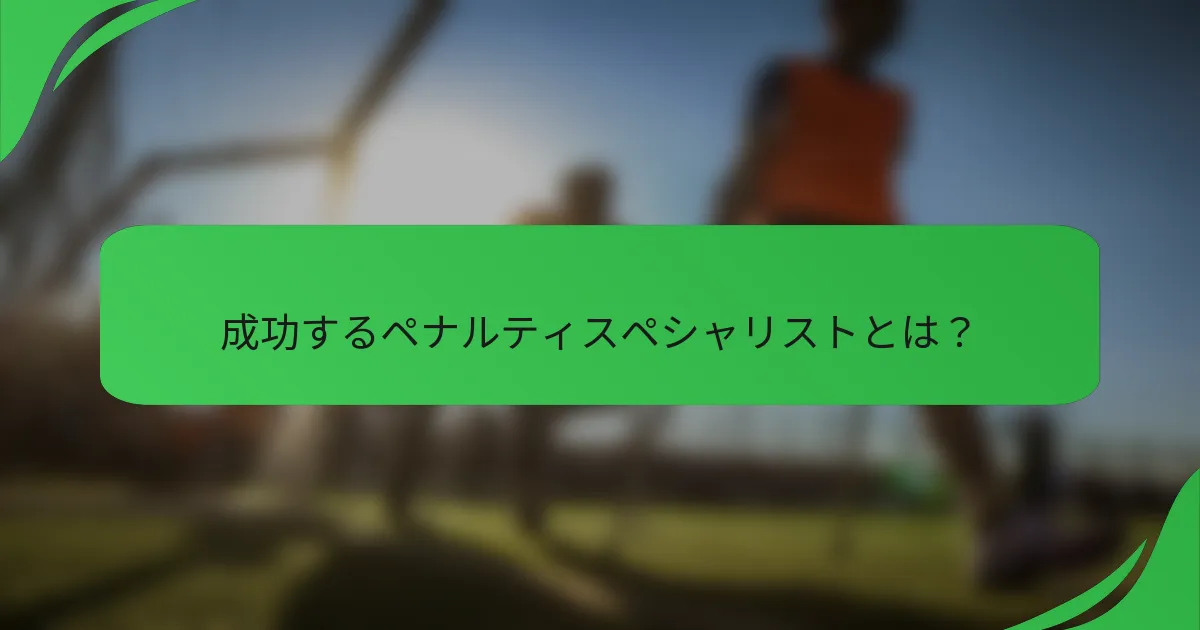 成功するペナルティスペシャリストとは？